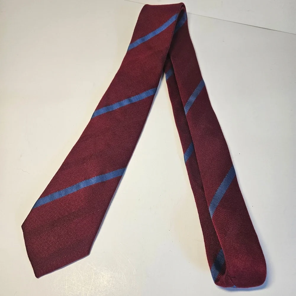 GOTN Gentlemen of‎ the North Mens Tie Burgundy Blue Striped 100% Cotton Necktie